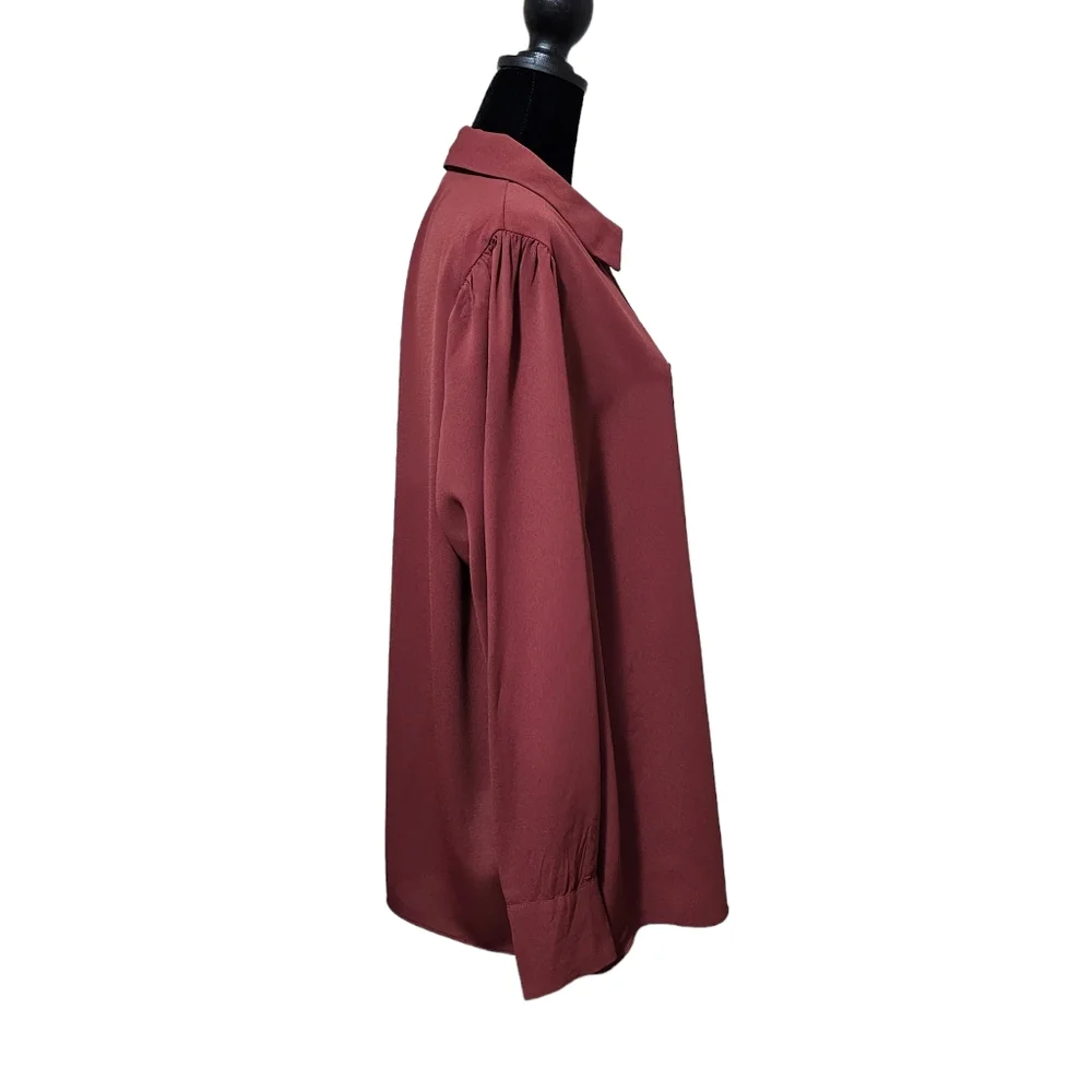 ALFANI Women's Button-down Brick Red Tunic Blouse 2X - Picture 3 of 5